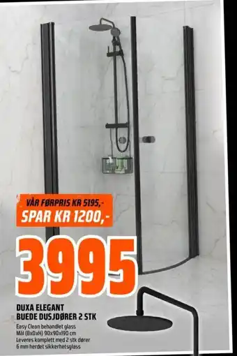 Obs Bygg Duxa Elegant Buede Dusjdører 2 stk. tilbud