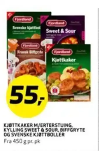 Bunnpris Kjøttkaker M/Erterstuing, Kylling Sweet & Sour, Biffgryte og Svenskje Kjøttboller tilbud