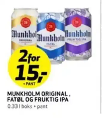 Bunnpris Munkholm Original. Fatøl Og Fruktig Ipa tilbud