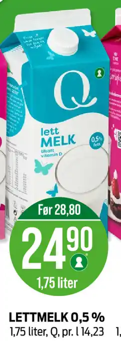 Kiwi Lettmelk 0.5% 1.75liter tilbud