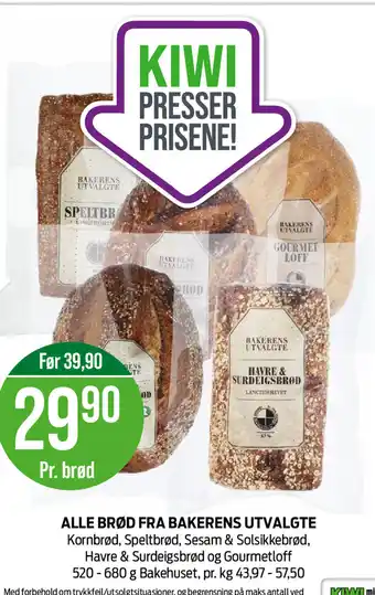 Kiwi Alle Brød Fra Bakerens Utvalgte tilbud