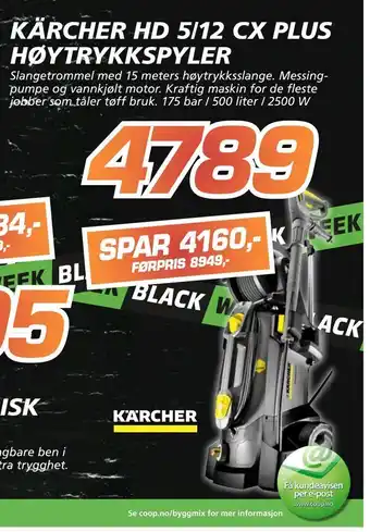 Coop Byggmix Kärcher hd 5/12 cx plus høytrykkspyler tilbud