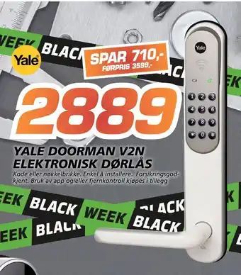 Coop Byggmix Yale doorman v2n elektronisk dørlås tilbud