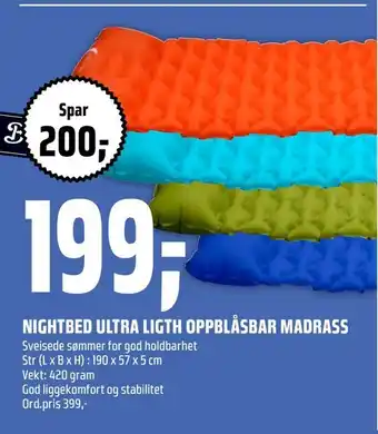Coop Obs Nightbed ultra ligth oppblåsbar madrass tilbud