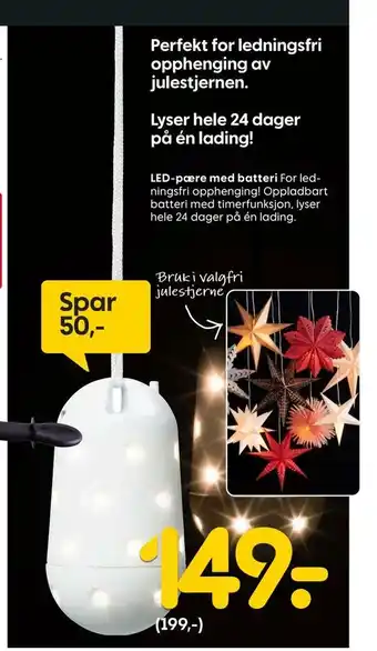 Rusta Led-pære med batteri tilbud