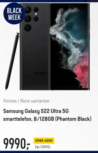 Elkjøp Samsung Galaxy S22 Ultra 5G smartelefon,8/128 GB (Phantom Black) tilbud