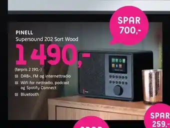 ELON Pinell supersound 202 sort wood tilbud