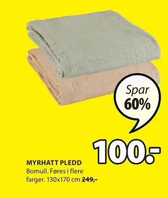 JYSK Myrhatt pledd tilbud