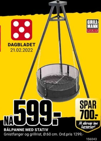 Europris Grillman bålpanne tilbud