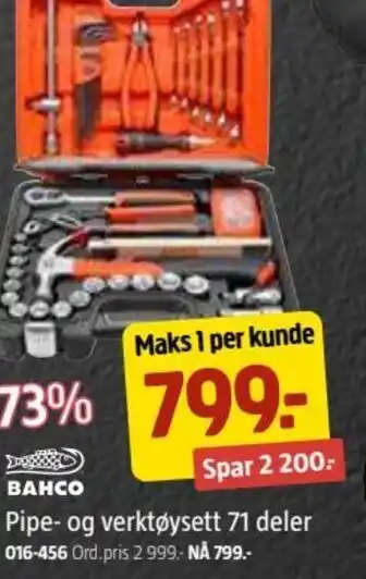 Jula Pipe-og Verktøysett 71 deler tilbud