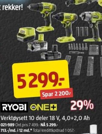 Jula Verktøysett 10 deler 18 V, 4,0+2,0 Ah tilbud