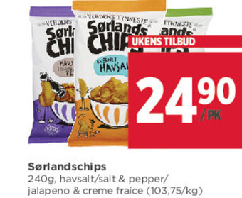 Meny Sørlandschips tilbud