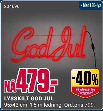 Europris Lysskilt god jul tilbud
