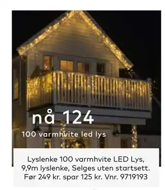 Skeidar Lyslenke 100 varmhvite led lys tilbud