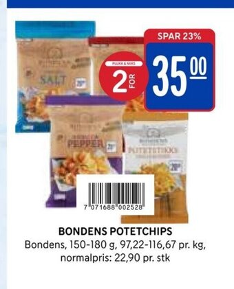 Rema 1000 Bondens Potetchips tilbud