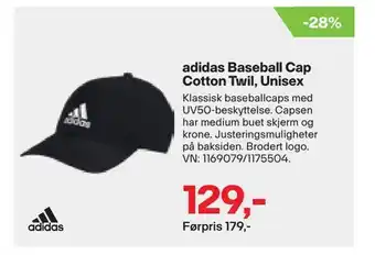 XXL Sport Adidas baseball cap cotton twil, unisex tilbud