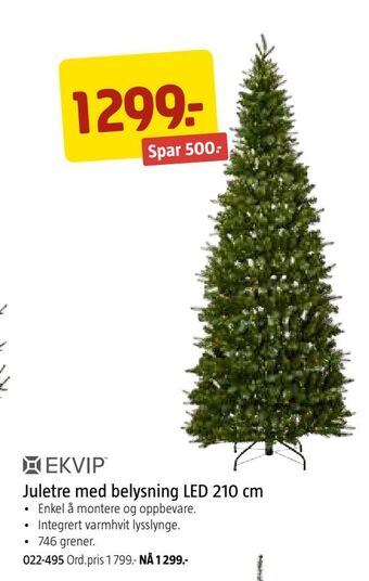 Jula Juletre med belysning led 210 cm tilbud