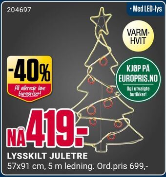 Europris Lysskilt juletre tilbud