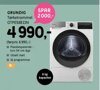 ELON Grundig tørketrommel gtpe58e11n tilbud