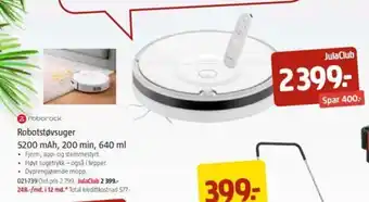 Jula Robotstøvsuger 5200 mAh, 200 min, 640 ml tilbud