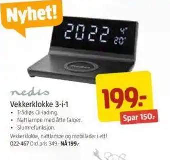 Jula Vekkerklokke 3-i-1 tilbud