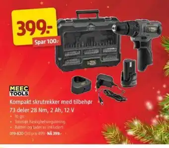 Jula Kompakt Skrutrekker Med Tilbehør 73 Deler 28Nm, 2Ah, 12V tilbud