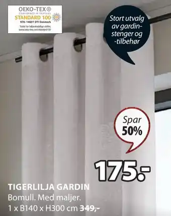 JYSK Tigerlilja gardin tilbud