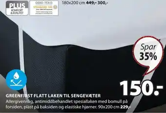 JYSK Greenfirst flatt laken til sengevæter tilbud