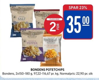 Rema 1000 Bondens Potetchips tilbud