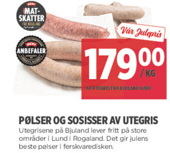 Meny Pølser Og Sosisser Av Utegris tilbud