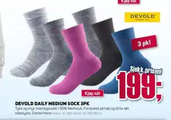 Sport 1 Devold Daily Medium Sokk 3 pk tilbud