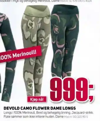 Sport 1 Devold Camo Flower Dame Longs tilbud