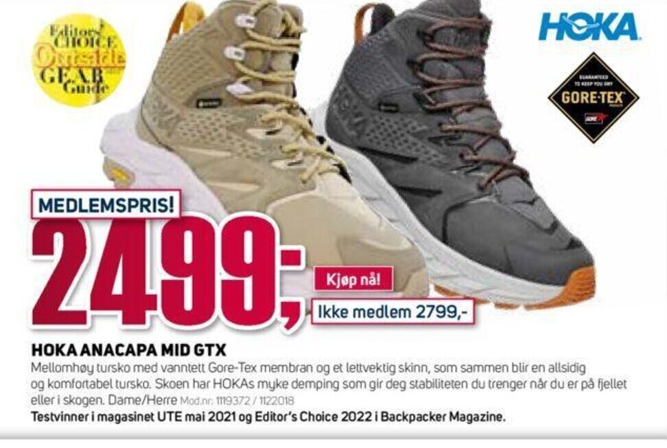 Sport 1 Hoka Anacapa Mid GTX tilbud