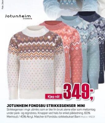 Sport 1 Jotunheim Fondsbu Strikkegenser Mini tilbud
