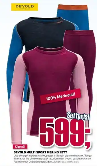 Sport 1 Devold Multi Sport Merino Sett tilbud