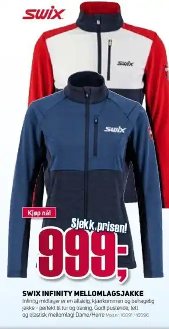 Sport 1 Swix Infinity Mellomlags Jakke tilbud