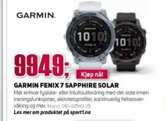 Sport 1 Garmin Fenix 7 Sapphire Solar tilbud