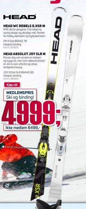 Sport 1 Head WC Rebels E.XSR M/ Head Absolut Joy SLR M tilbud