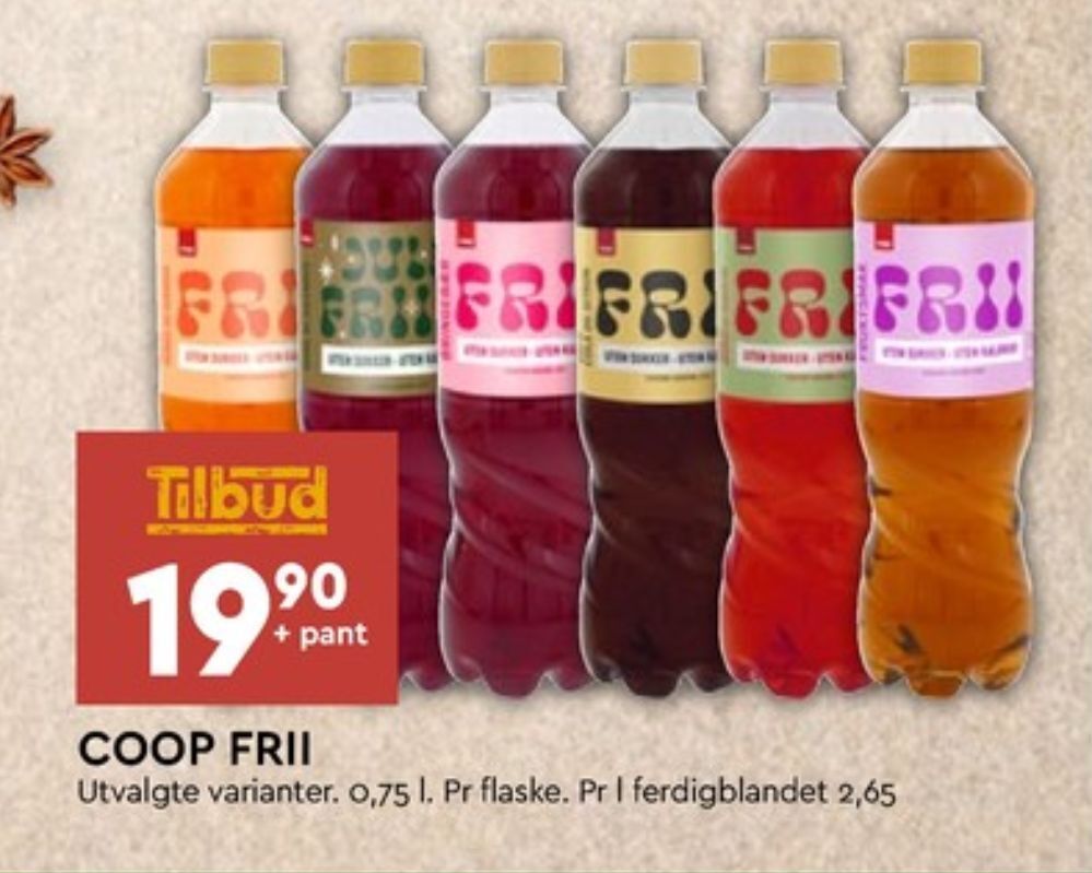 Coop Mega Frii saft tilbud