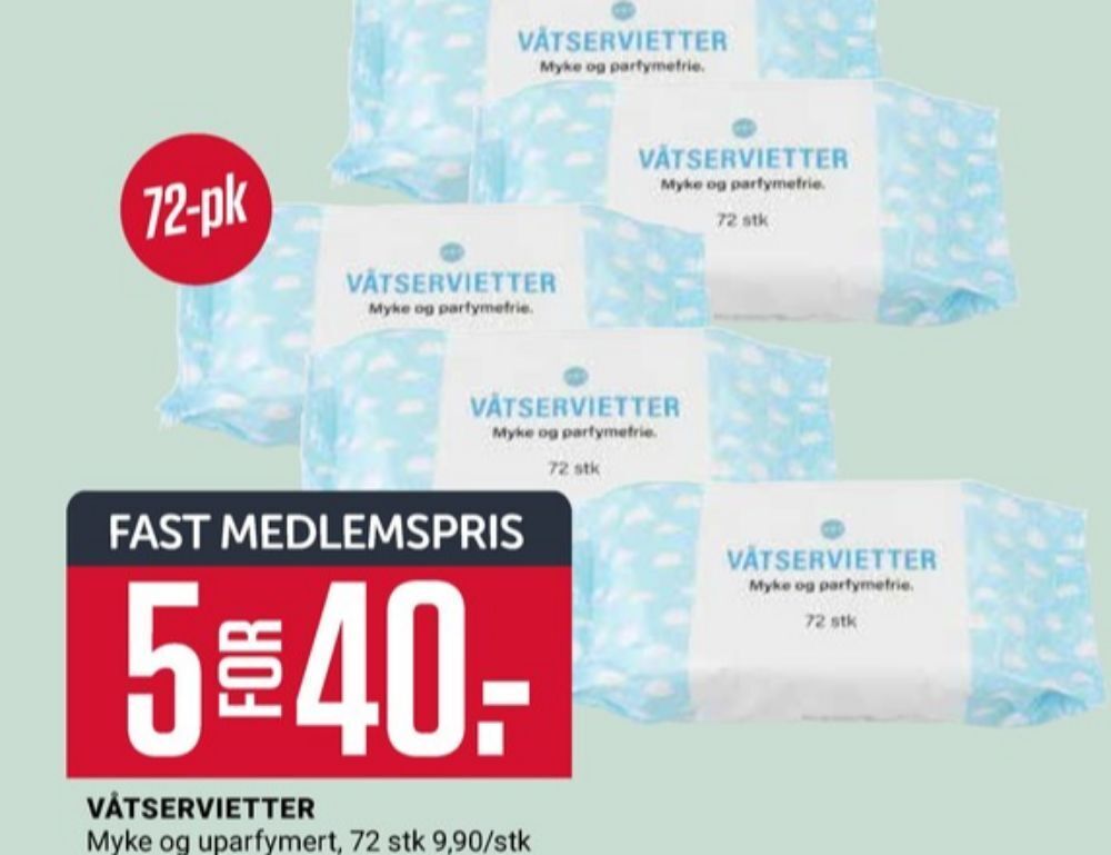 Europris Soft vaskeservietter tilbud
