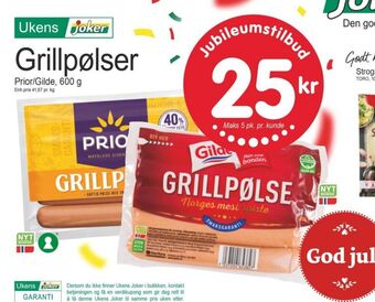 Joker Prior grillpølser tilbud