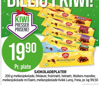 Kiwi Melkesjokolade sjokoladeplate tilbud