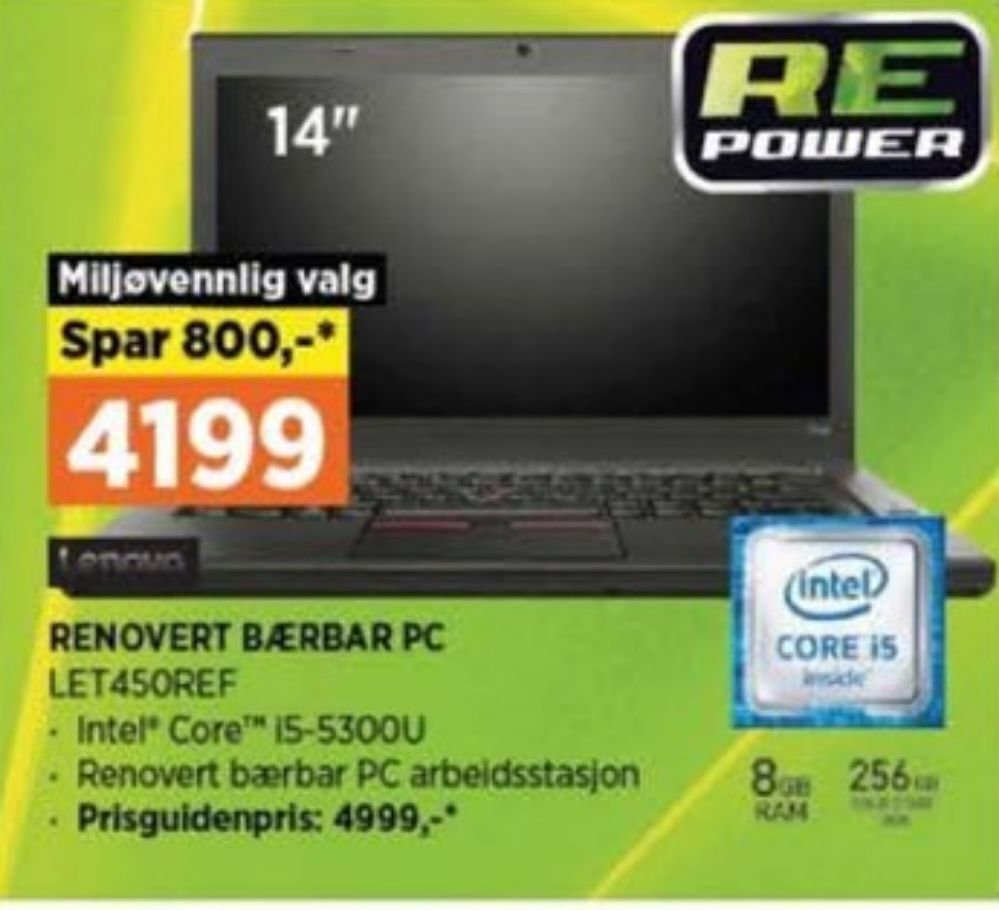 POWER Lenovo bærbar pc tilbud