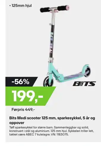 XXL Sport Bits Medi scooter 125mm,sparkesykkel ,5 år og oppover tilbud