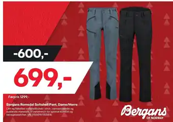 XXL Sport Bergans Romsdal Softshell Pant.Dame/ Herre tilbud