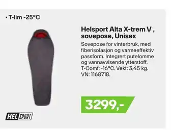 XXL Sport Helsport Alta X-trem V, sovepose, Unisex tilbud