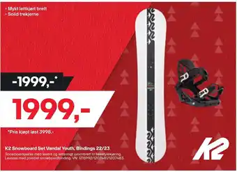 XXL Sport K2 Snowboard Set Vandal Youth, Blindings 22/23 tilbud