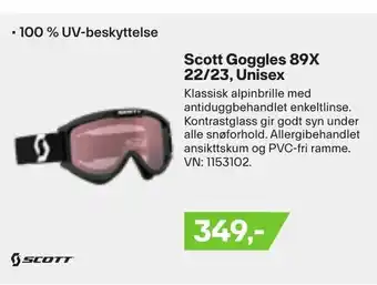 XXL Sport Scott Goggles 89X 22/23, Unisex tilbud