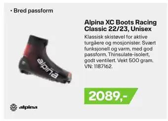 XXL Sport Alpina XC Boots Racing Classic 22/23, Unisex tilbud