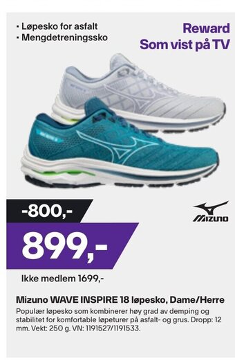 XXL Sport Mizuno WAVE Inspire 18 Løpesko ,Dame/ Herre tilbud
